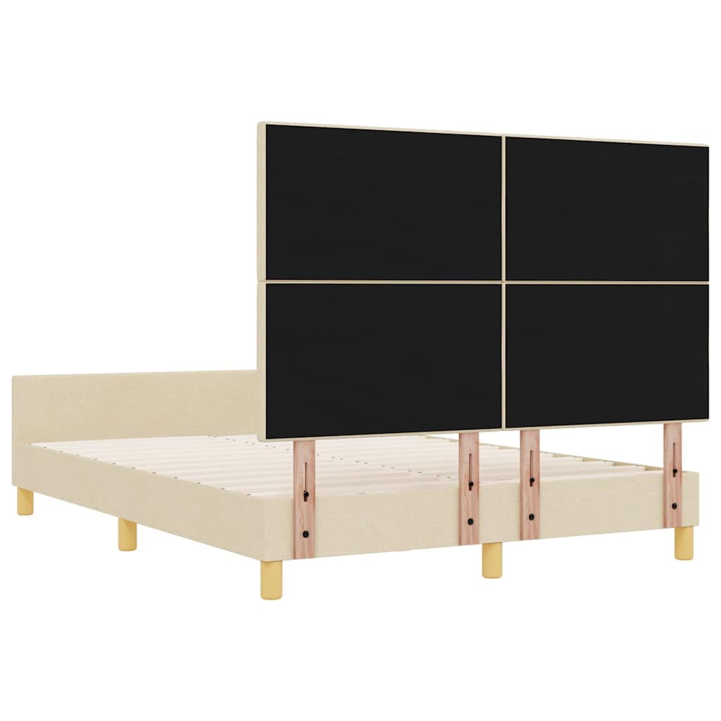 Sengestel med hovedgærde Creme 160 x 200 cm Stof