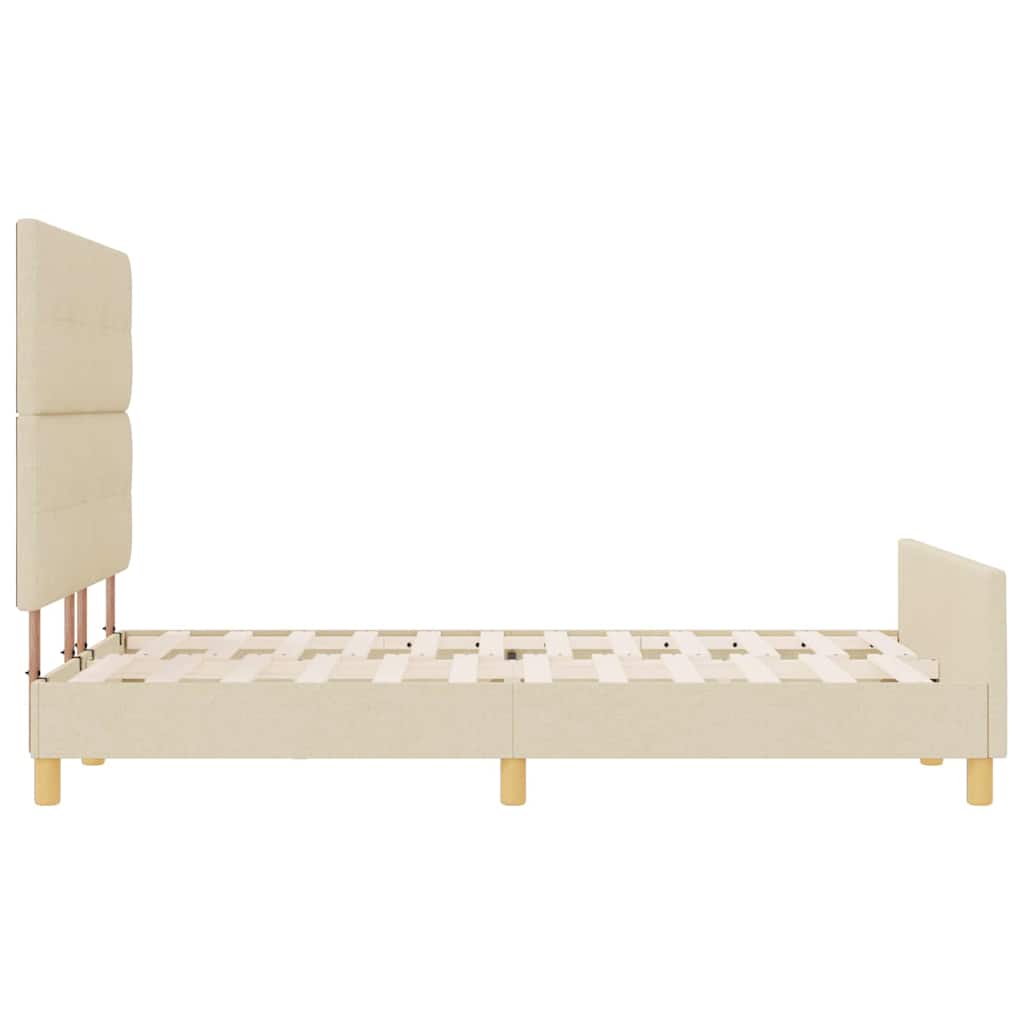 Sengestel med hovedgærde Creme 160 x 200 cm Stof