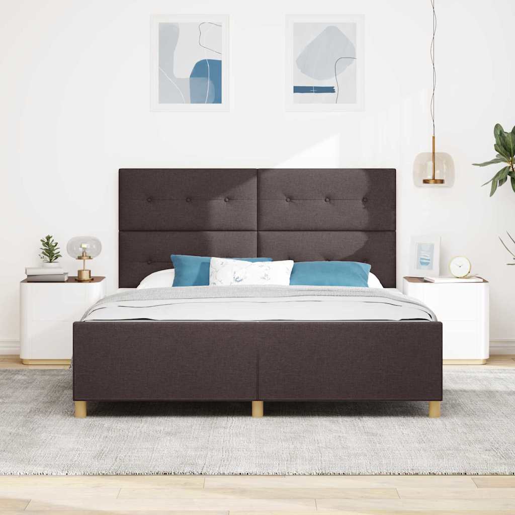Sengestel med hovedgærde Mørkebrun 180 x 200 cm Stof