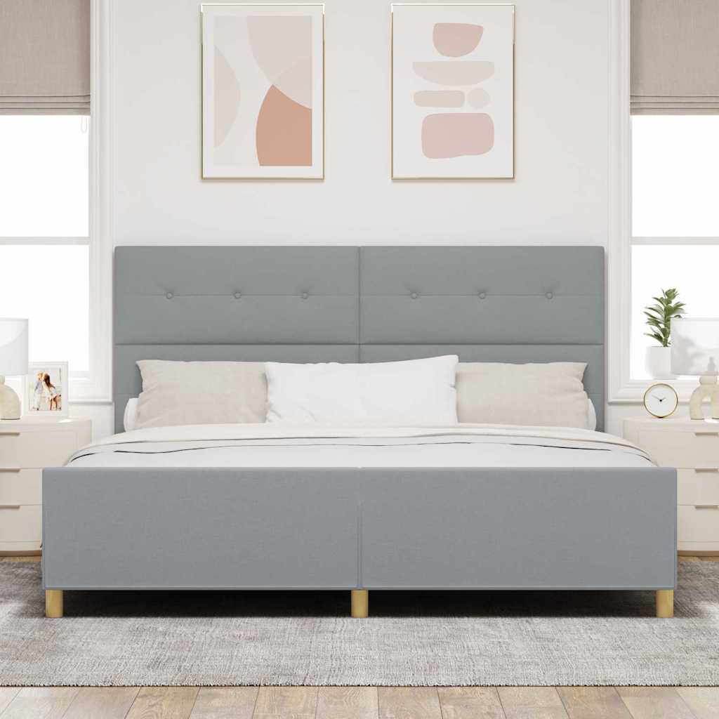 Sengestel med hovedgærde Lysegrå 200 x 200 cm Stof