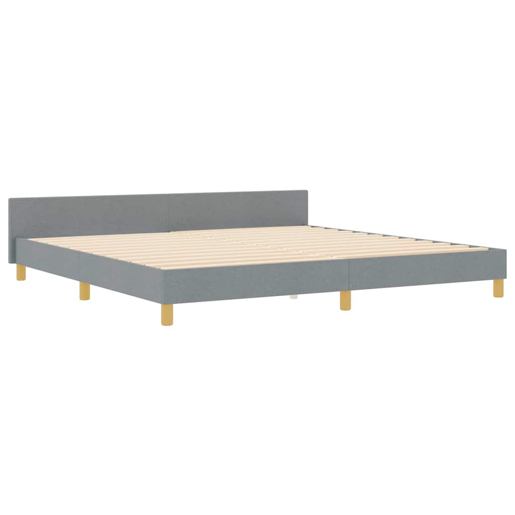 Sengestel med hovedgærde Lysegrå 200 x 200 cm Stof