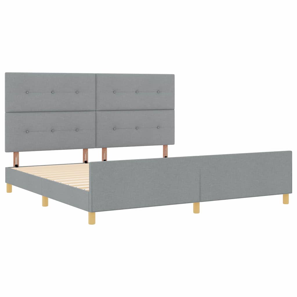 Sengestel med hovedgærde Lysegrå 200 x 200 cm Stof