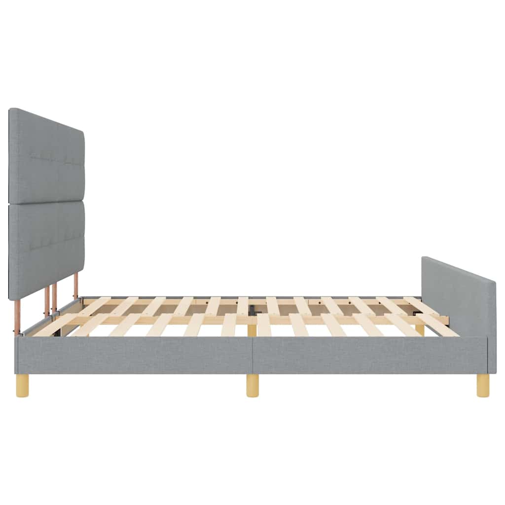 Sengestel med hovedgærde Lysegrå 200 x 200 cm Stof