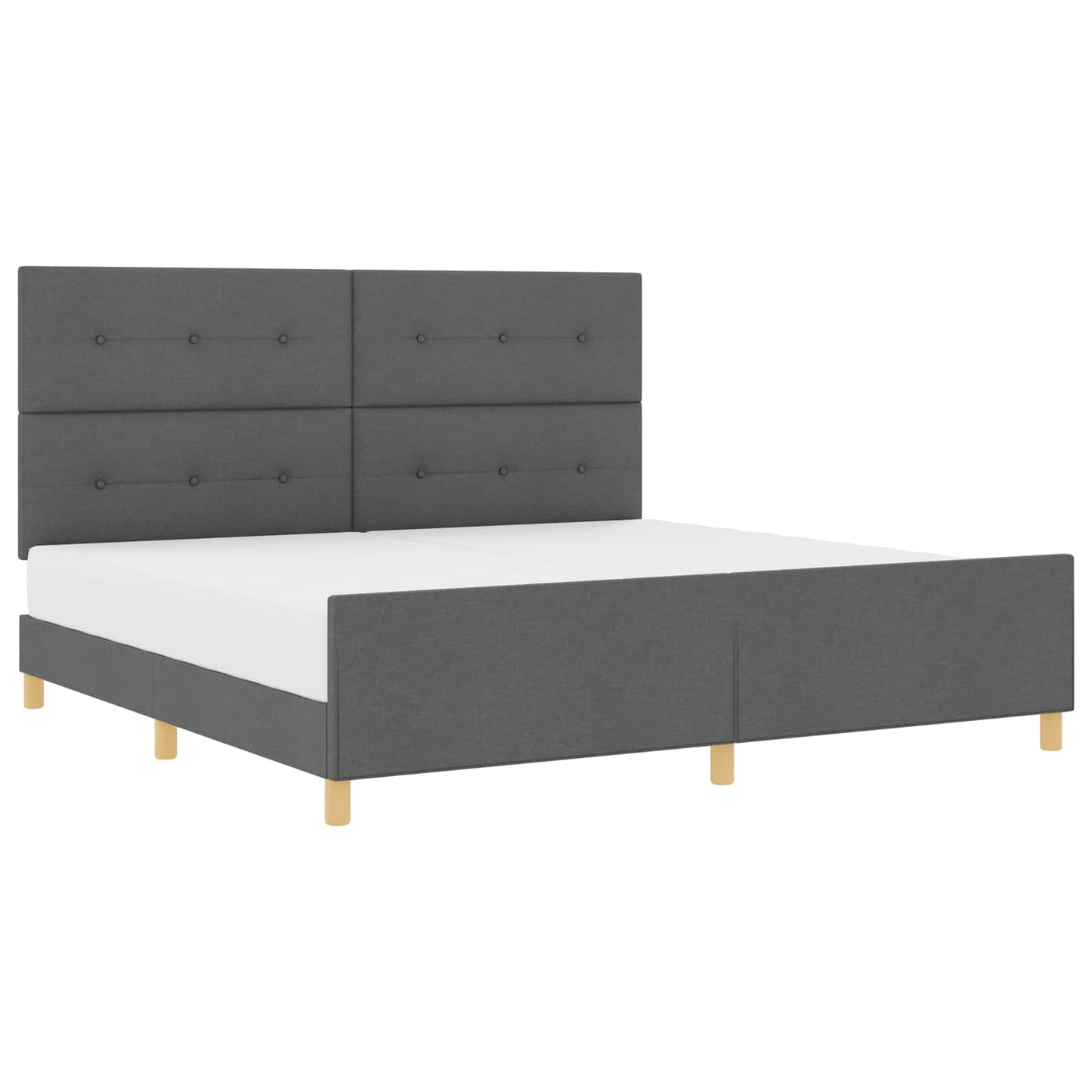 Sengestel med hovedgærde Mørkegrå 200 x 200 cm Stof