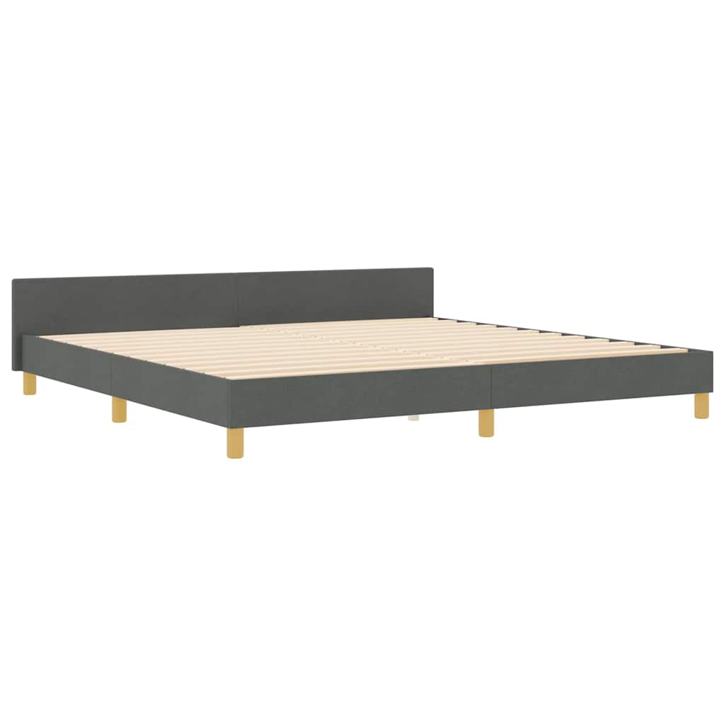 Sengestel med hovedgærde Mørkegrå 200 x 200 cm Stof