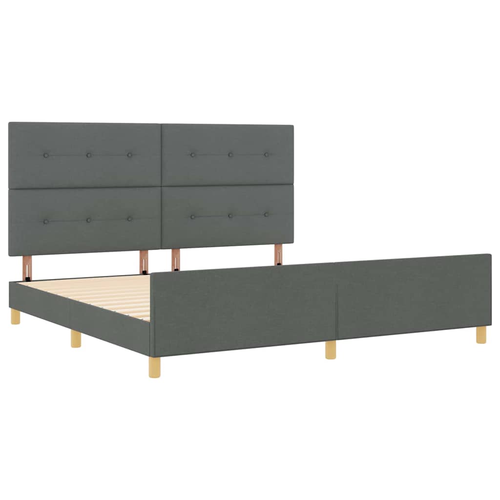 Sengestel med hovedgærde Mørkegrå 200 x 200 cm Stof