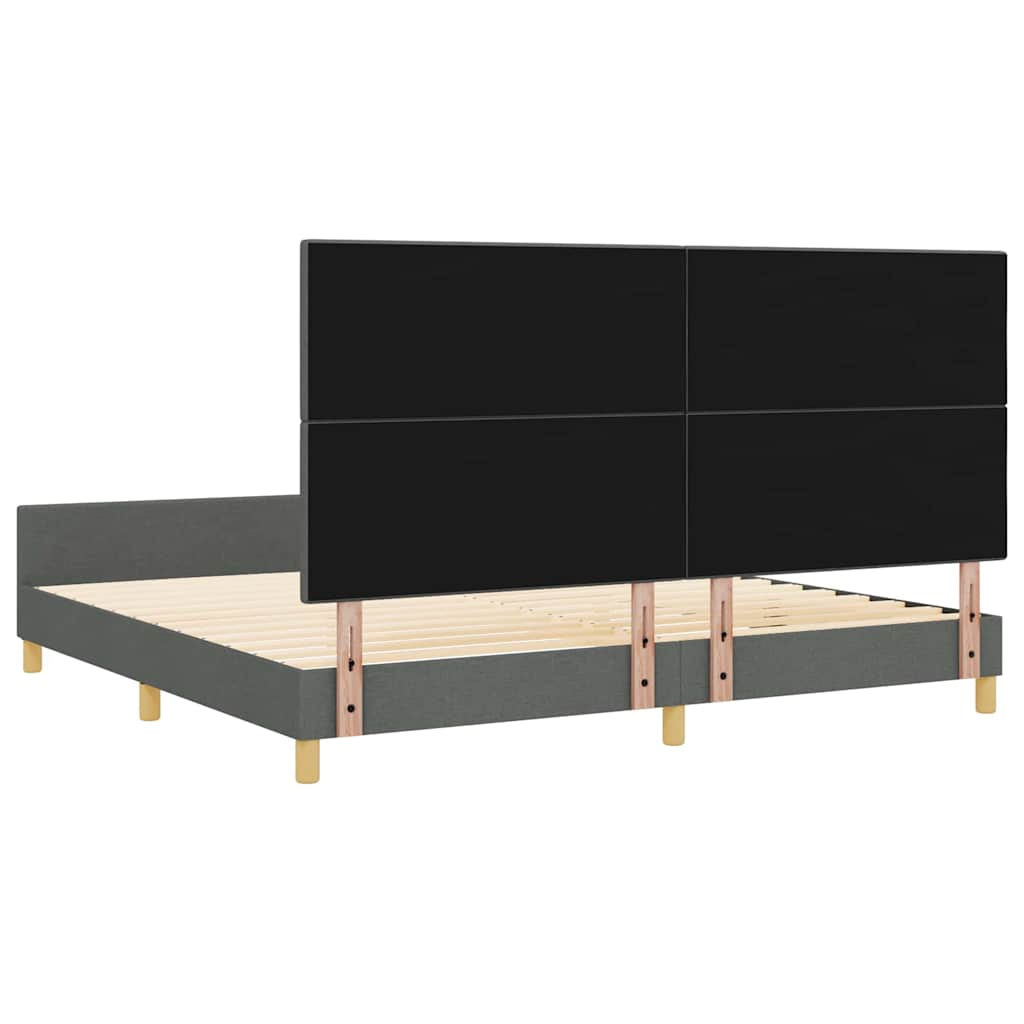 Sengestel med hovedgærde Mørkegrå 200 x 200 cm Stof