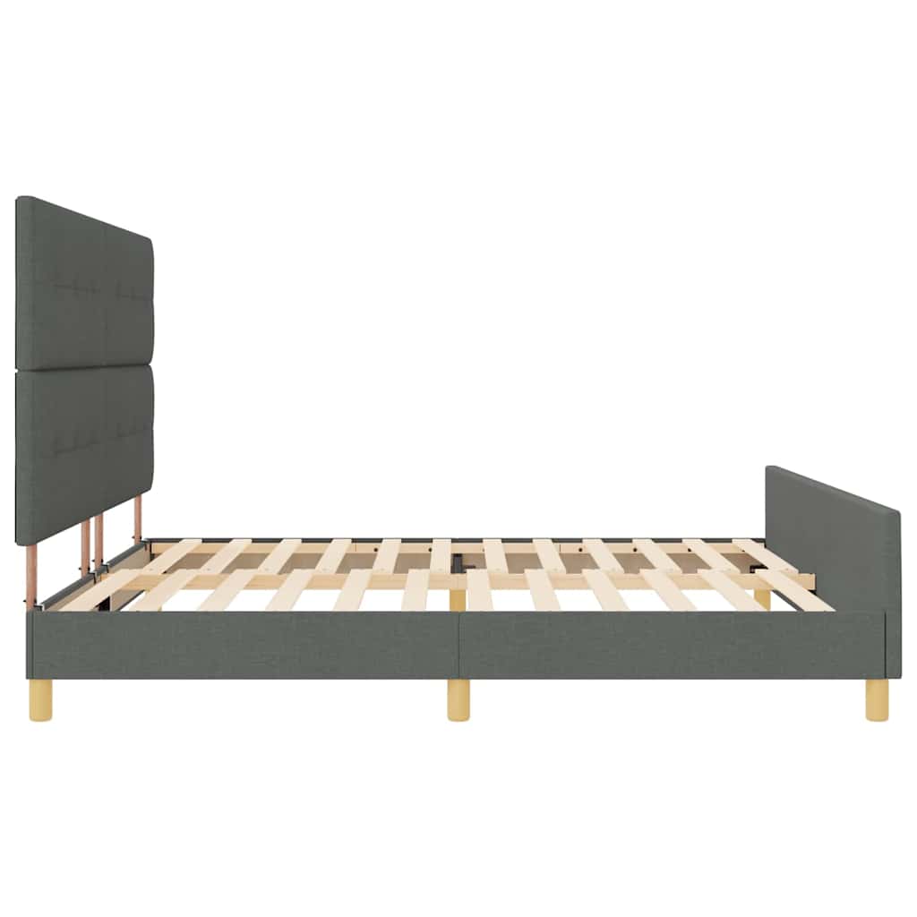 Sengestel med hovedgærde Mørkegrå 200 x 200 cm Stof