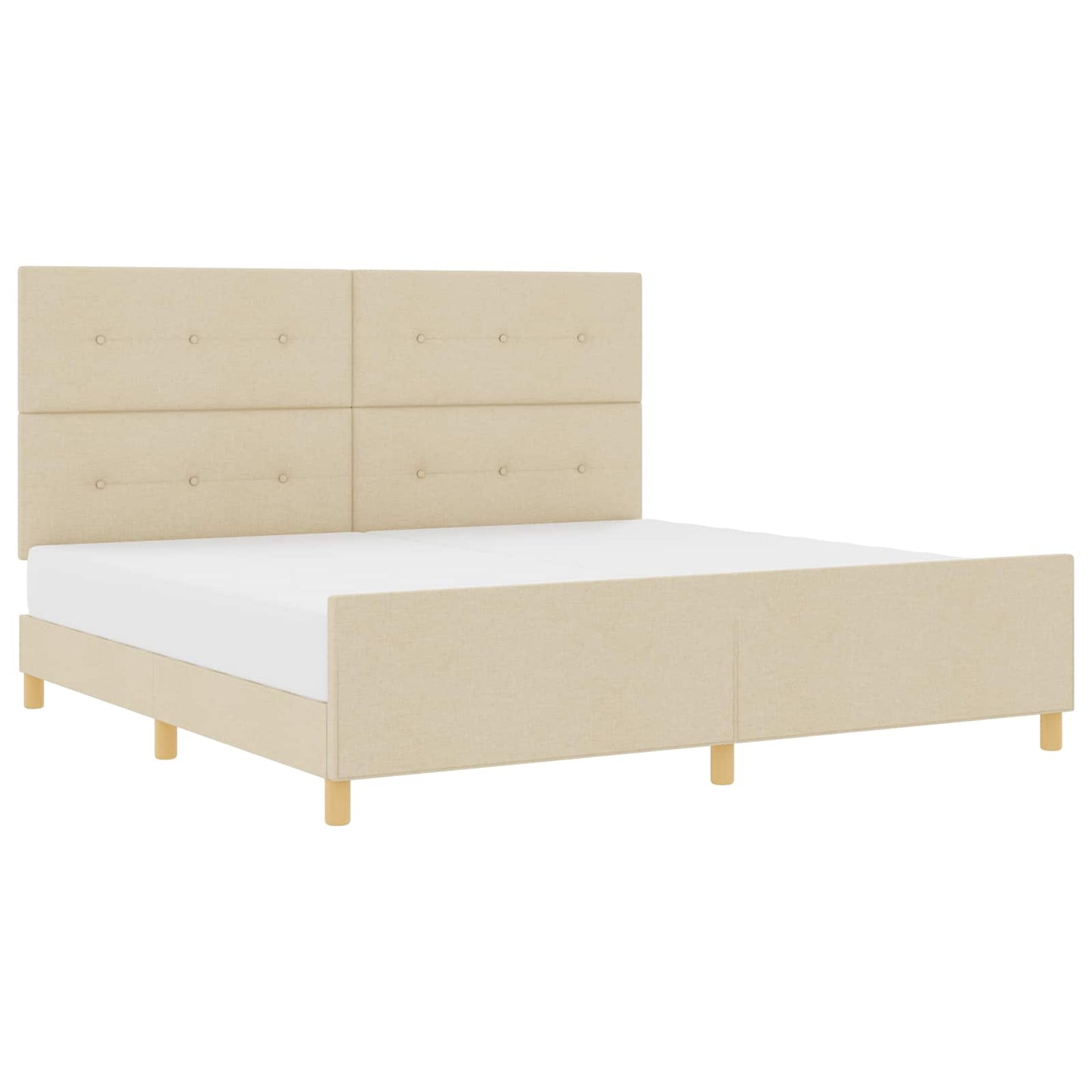 Sengestel med hovedgærde Creme 200 x 200 cm Stof