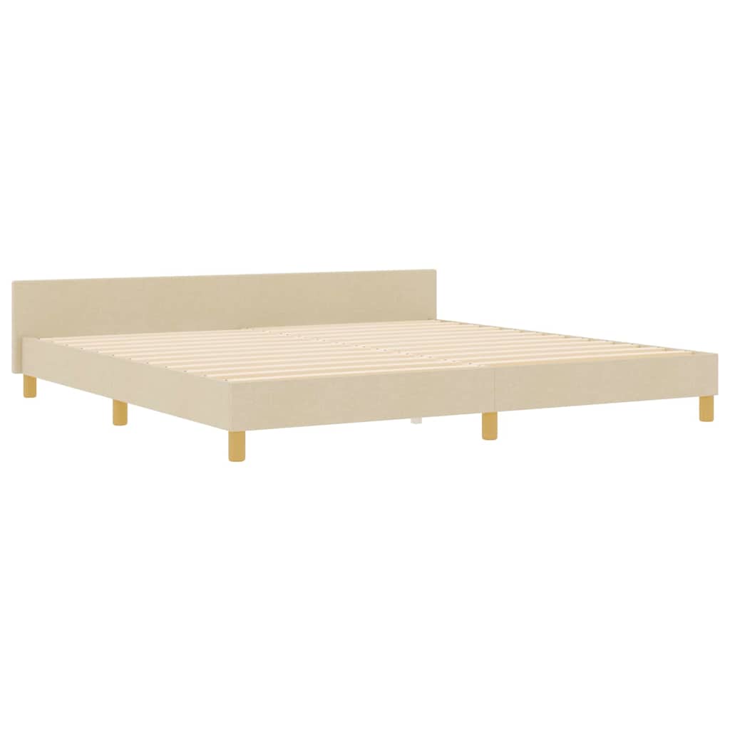 Sengestel med hovedgærde Creme 200 x 200 cm Stof