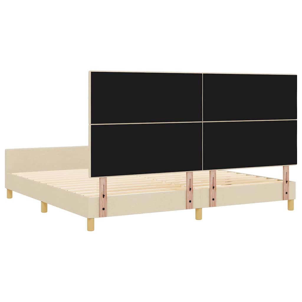 Sengestel med hovedgærde Creme 200 x 200 cm Stof