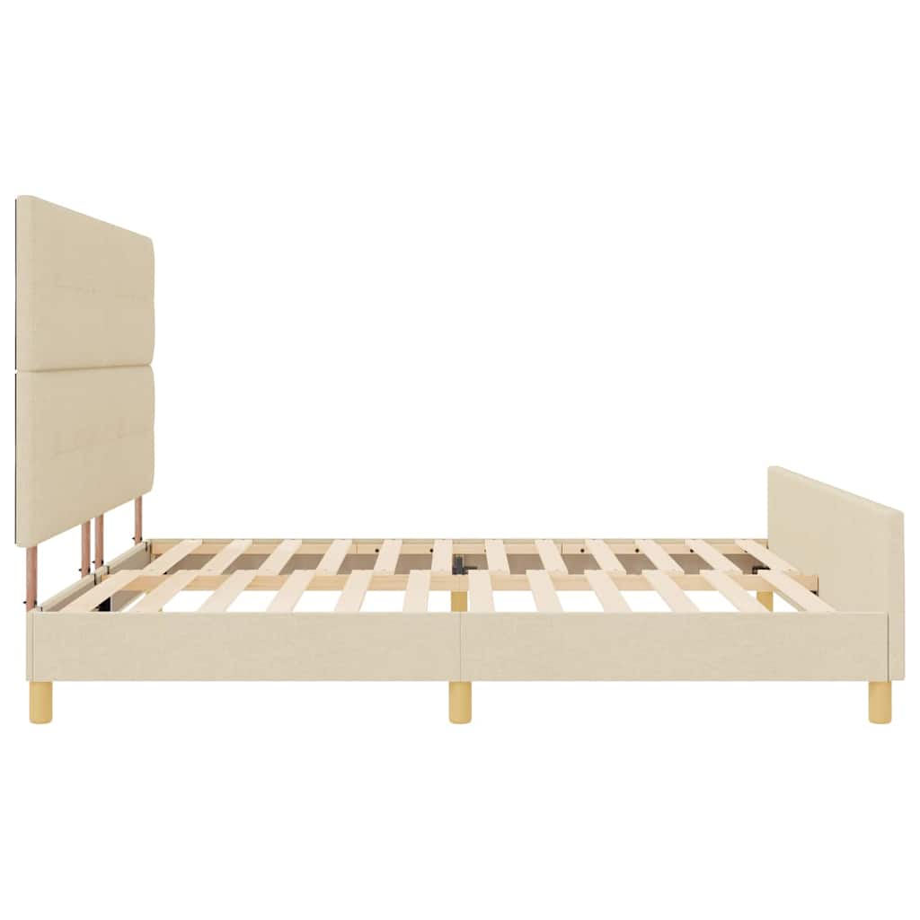 Sengestel med hovedgærde Creme 200 x 200 cm Stof