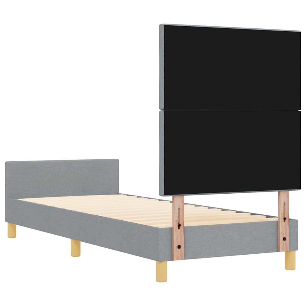 Sengestel med hovedgærde Lysegrå 80 x 200 cm Stof