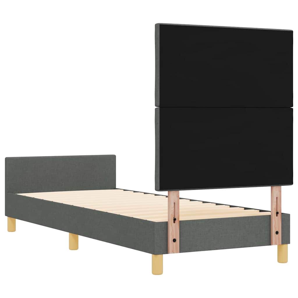 Sengestel med hovedgærde Mørkegrå 80 x 200 cm Stof