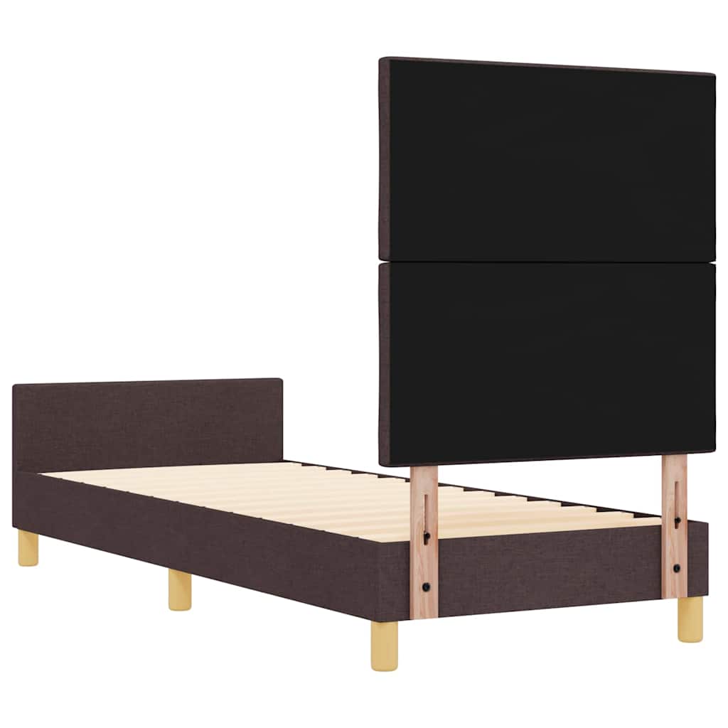Sengestel med hovedgærde Mørkebrun 80 x 200 cm Stof