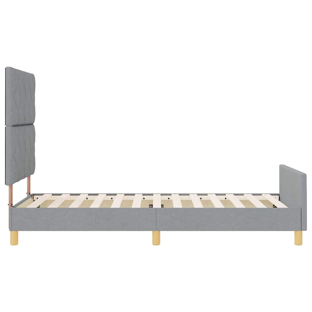 Sengestel med hovedgærde Lysegrå 90 x 190 cm Stof