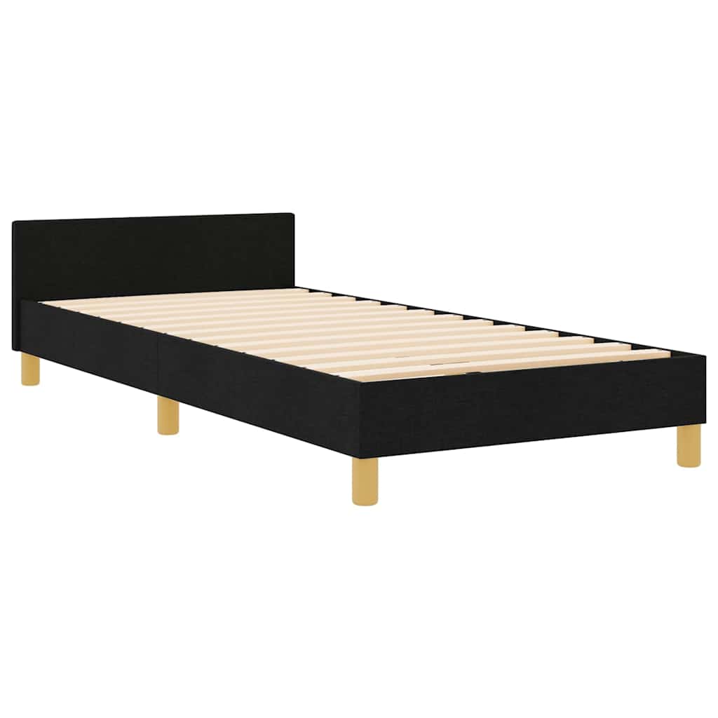Sengestel med hovedgærde Sort 90 x 190 cm Stof