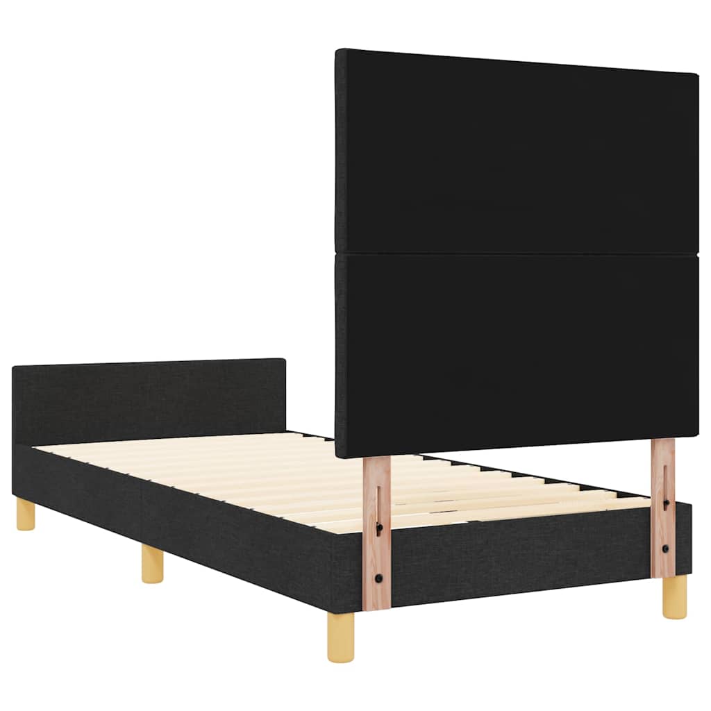Sengestel med hovedgærde Sort 90 x 190 cm Stof