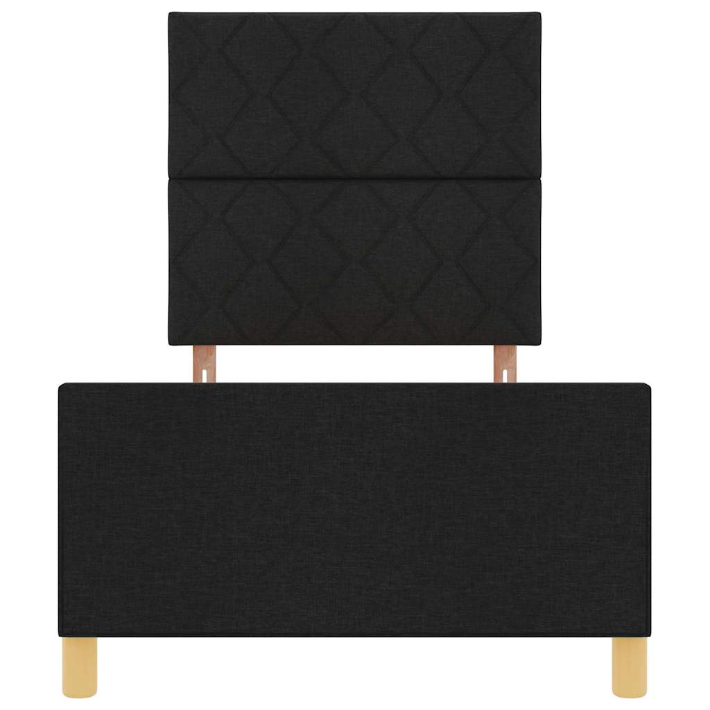 Sengestel med hovedgærde Sort 90 x 190 cm Stof