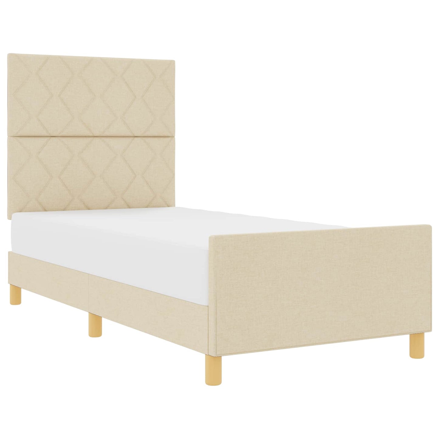 Sengestel med hovedgærde Creme 90 x 190 cm Stof