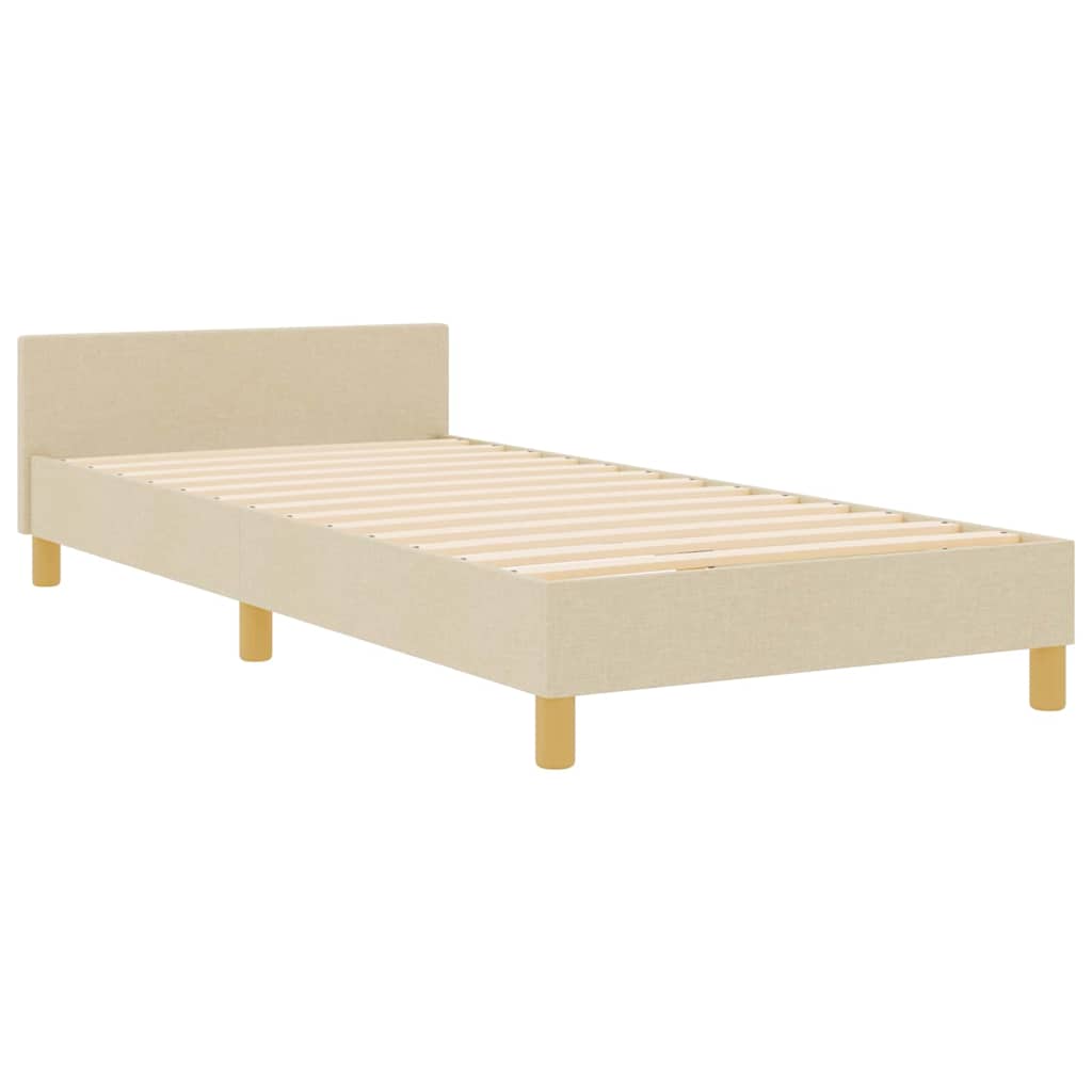 Sengestel med hovedgærde Creme 90 x 190 cm Stof