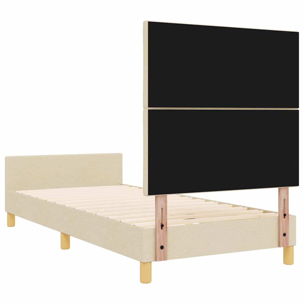 Sengestel med hovedgærde Creme 90 x 190 cm Stof