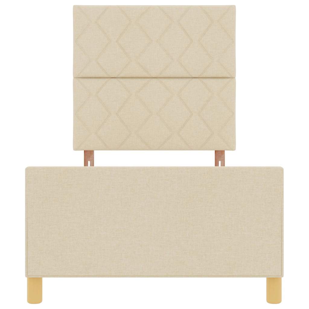 Sengestel med hovedgærde Creme 90 x 190 cm Stof