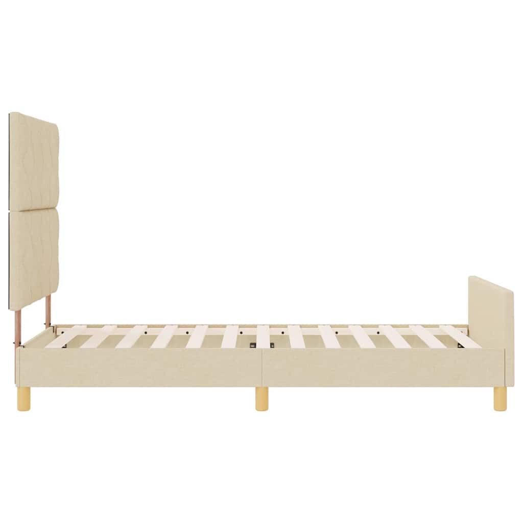 Sengestel med hovedgærde Creme 90 x 190 cm Stof