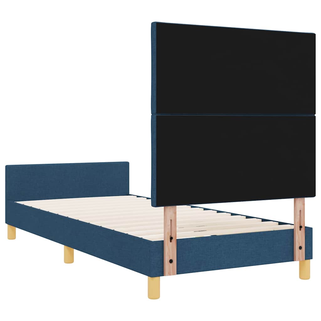 Sengestel med hovedgærde Blå 90 x 190 cm Stof