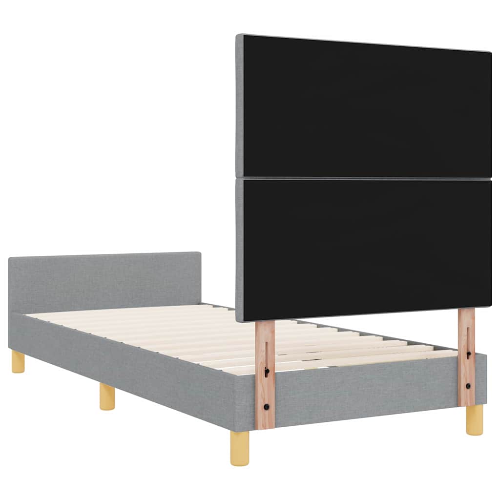 Sengestel med hovedgærde Lysegrå 90 x 200 cm Stof