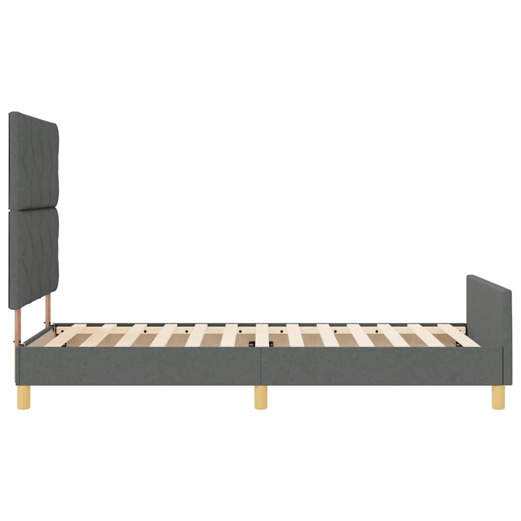 Sengestel med hovedgærde Mørkegrå 90 x 200 cm Stof