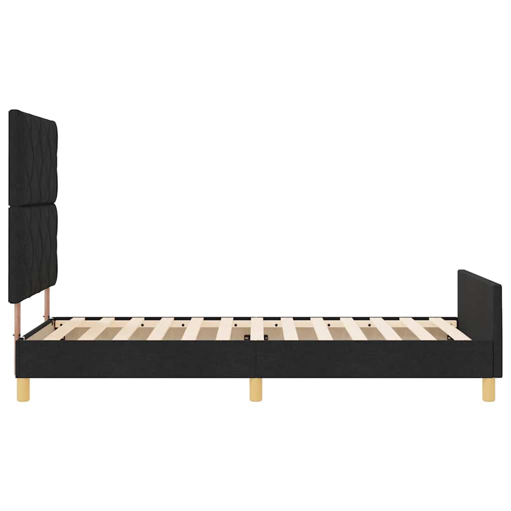 Sengestel med hovedgærde Sort 90 x 200 cm Stof
