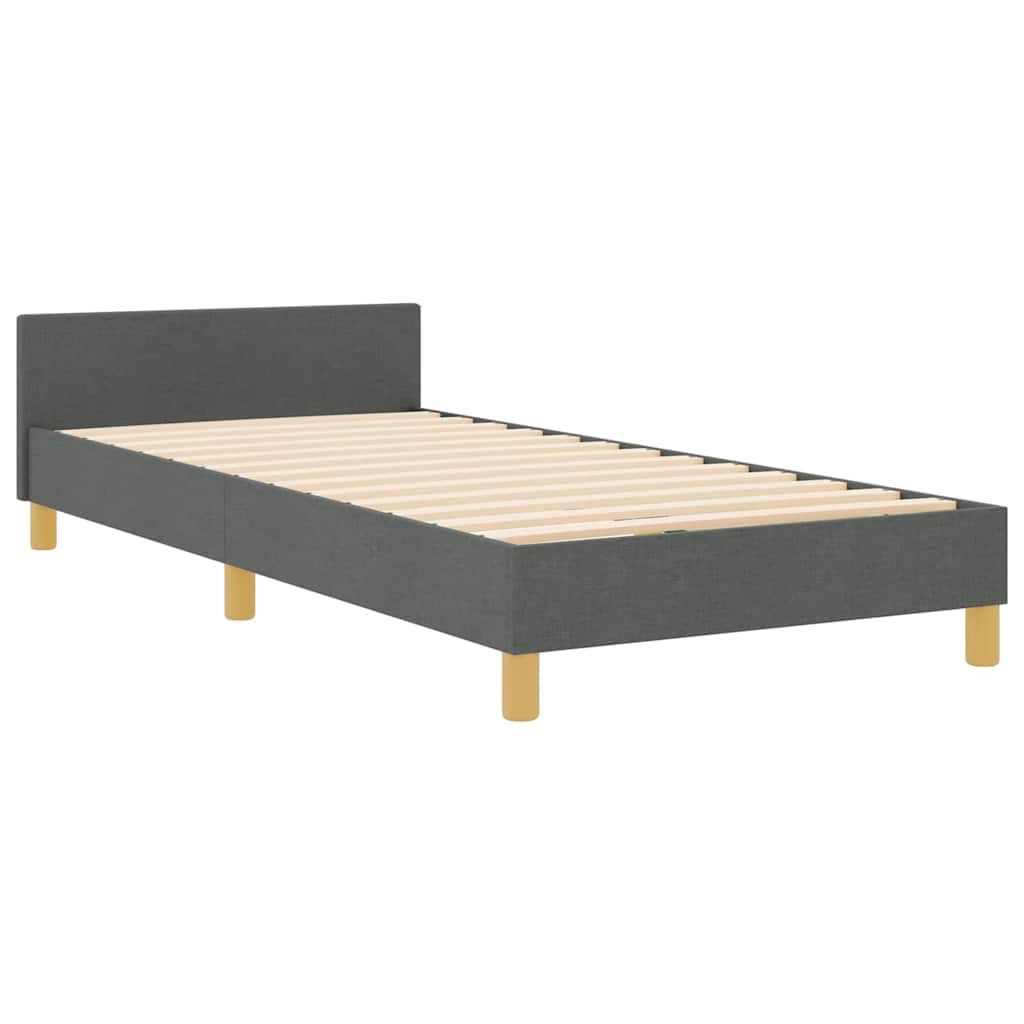 Sengestel med hovedgærde Mørkegrå 100 x 200 cm Stof