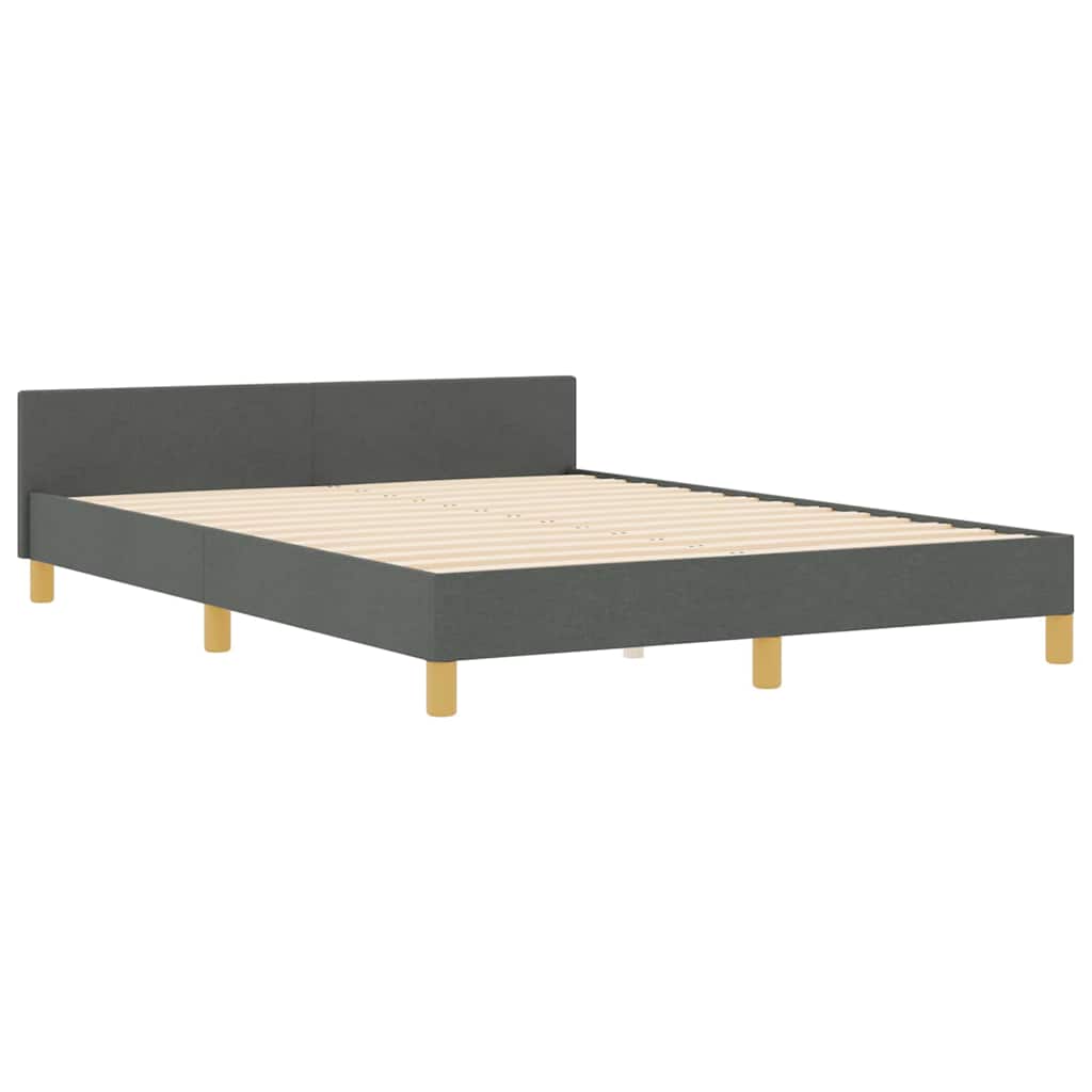 Sengestel med hovedgærde Mørkegrå 140 x 190 cm Stof