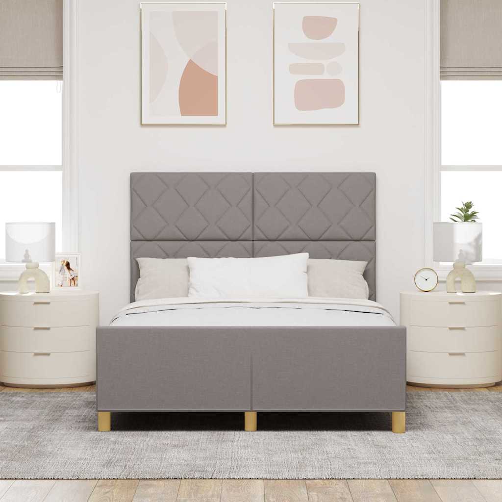 Sengestel med hovedgærde Gråbrun 140 x 190 cm Stof