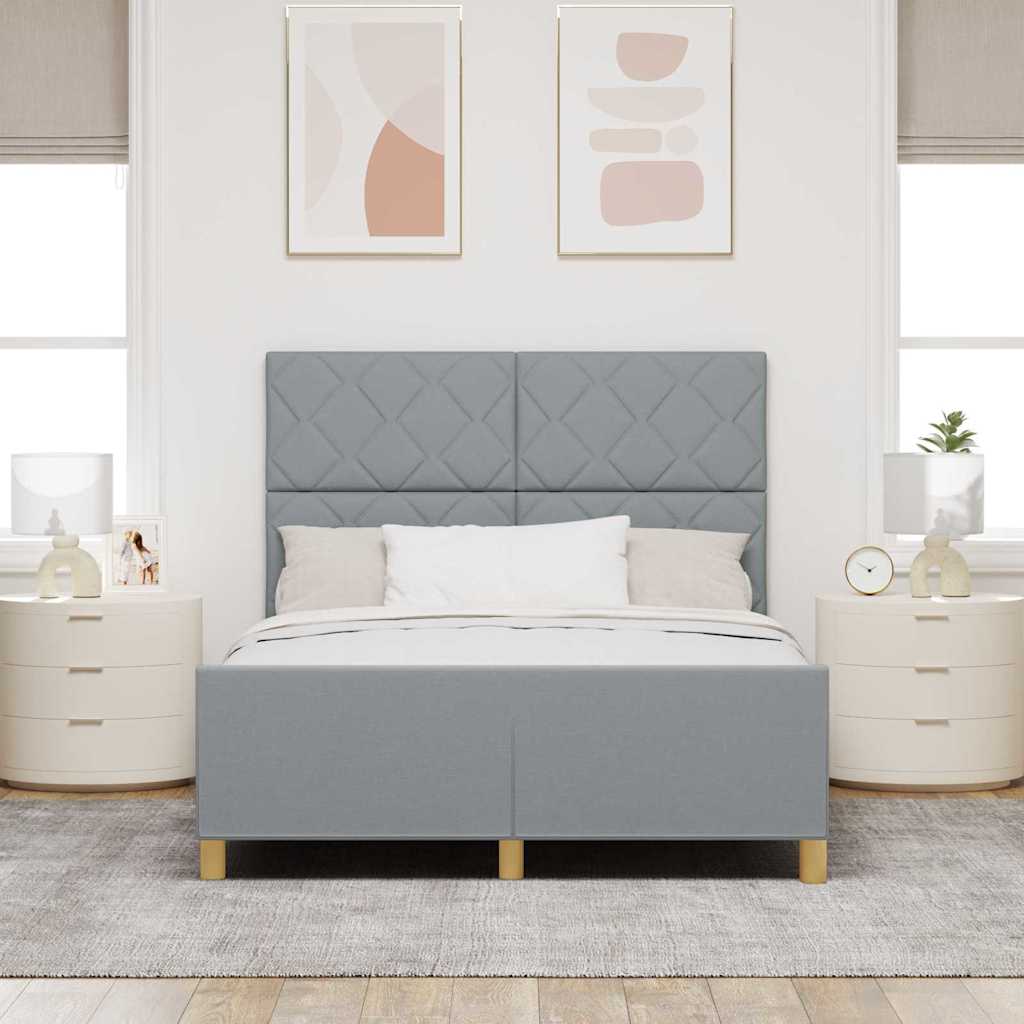 Sengestel med hovedgærde Lysegrå 140 x 200 cm Stof
