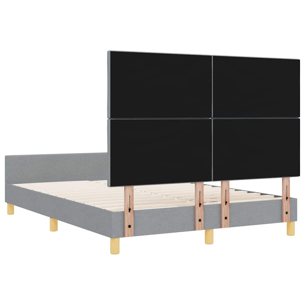 Sengestel med hovedgærde Lysegrå 140 x 200 cm Stof