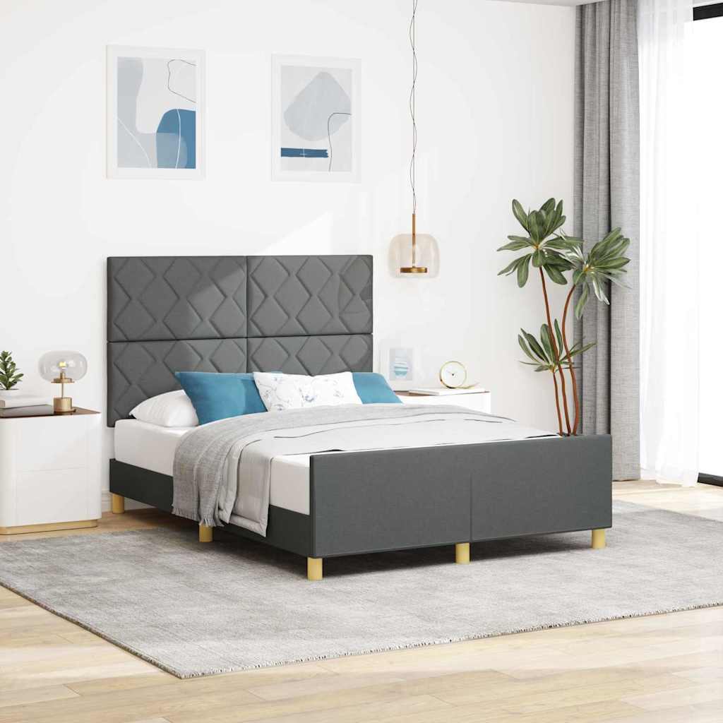 Sengestel med hovedgærde Mørkegrå 160 x 200 cm Stof