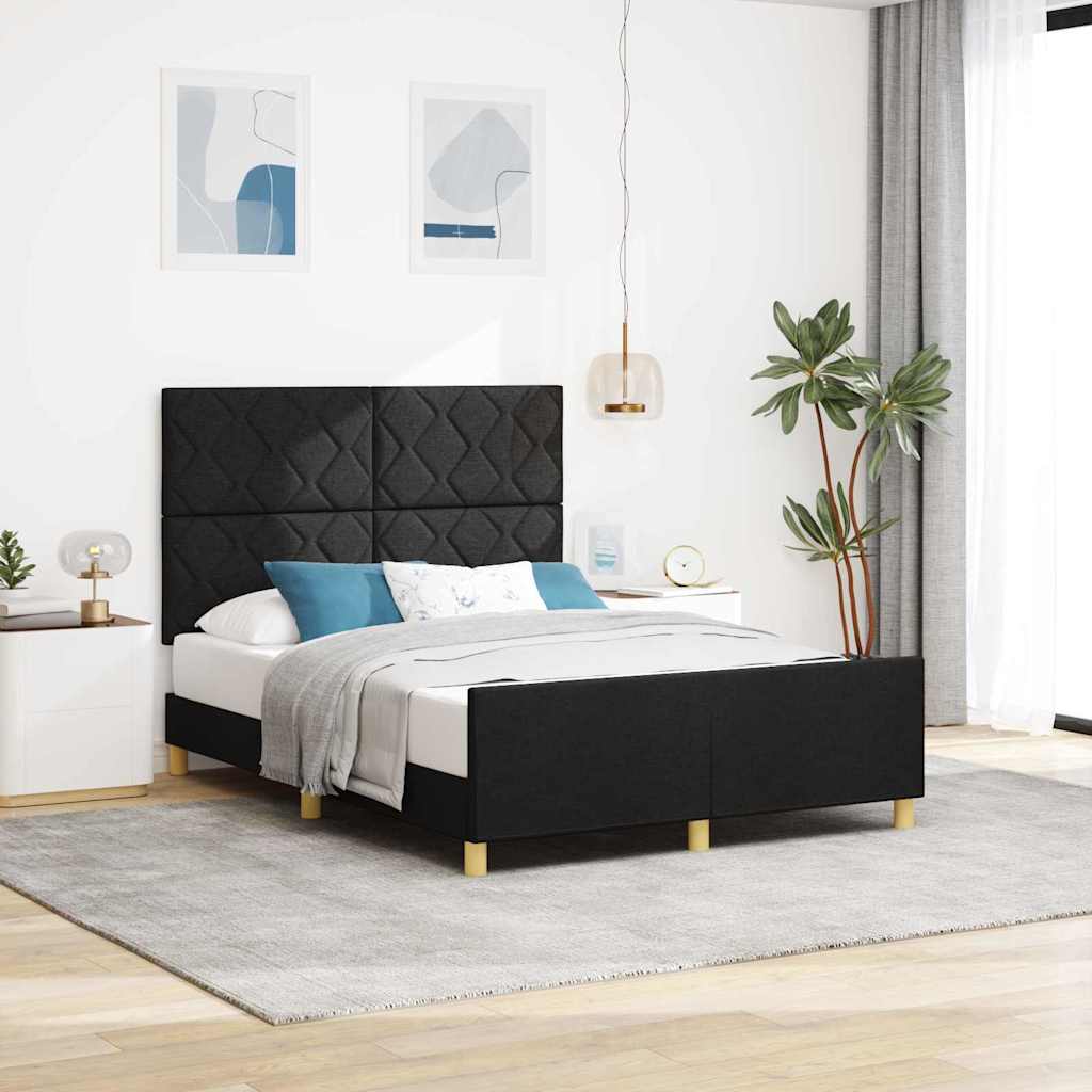 Sengestel med hovedgærde Sort 160 x 200 cm Stof