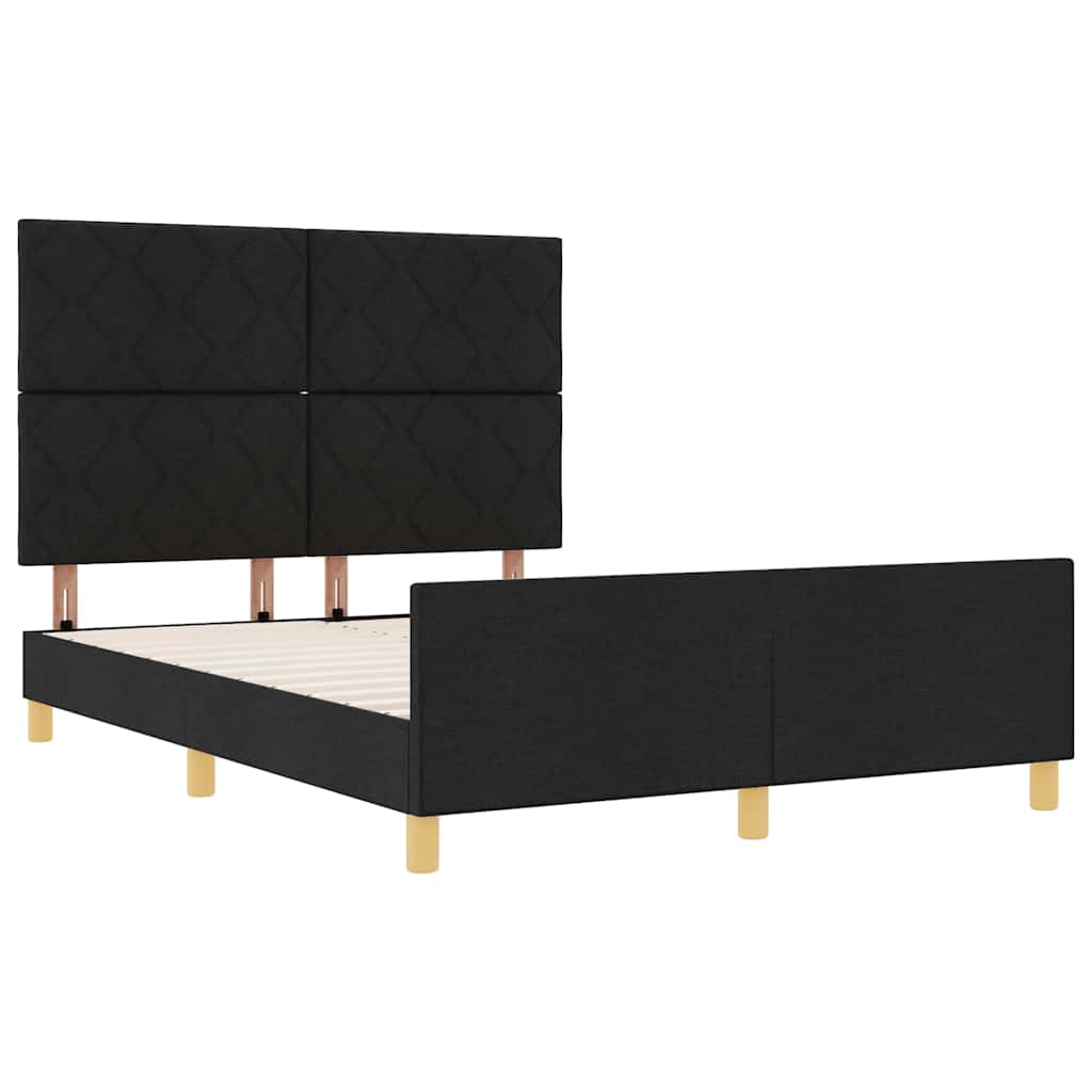 Sengestel med hovedgærde Sort 160 x 200 cm Stof