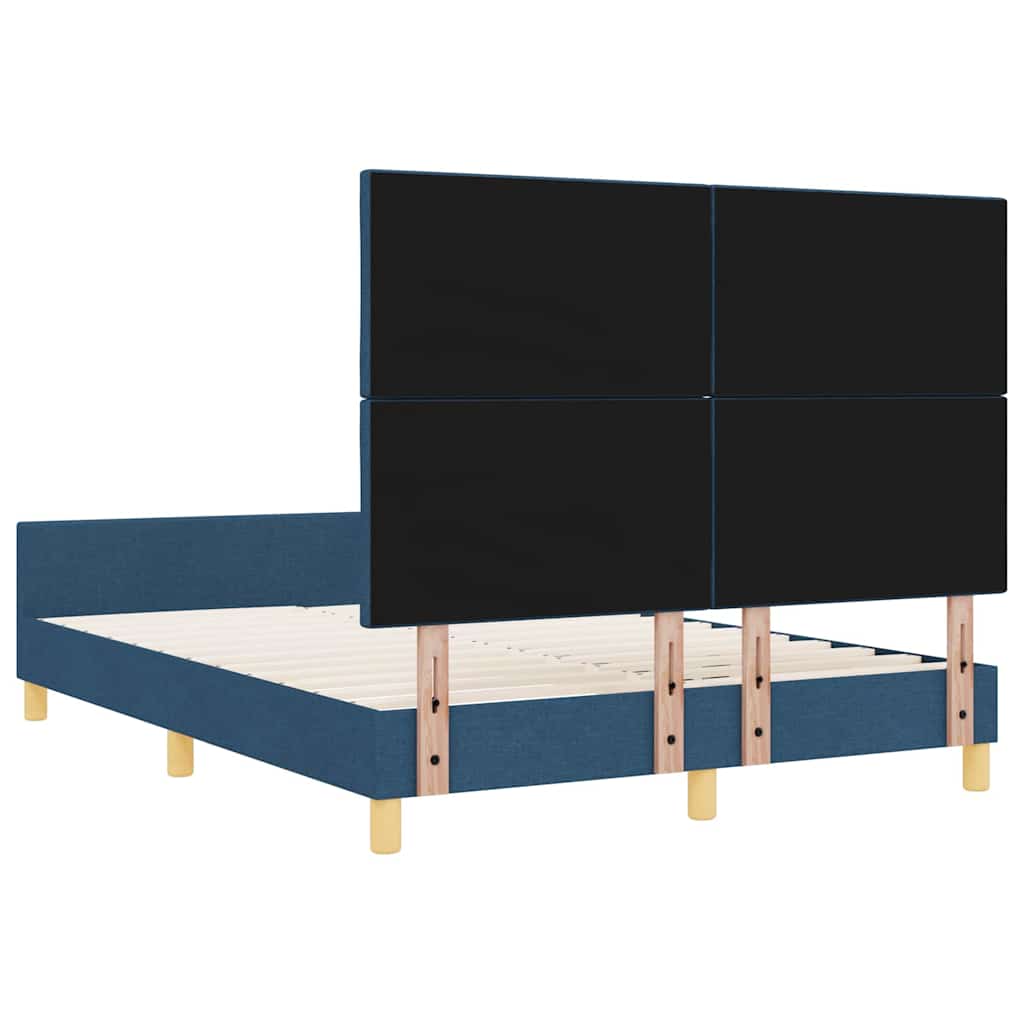 Sengestel med hovedgærde Blå 160 x 200 cm Stof