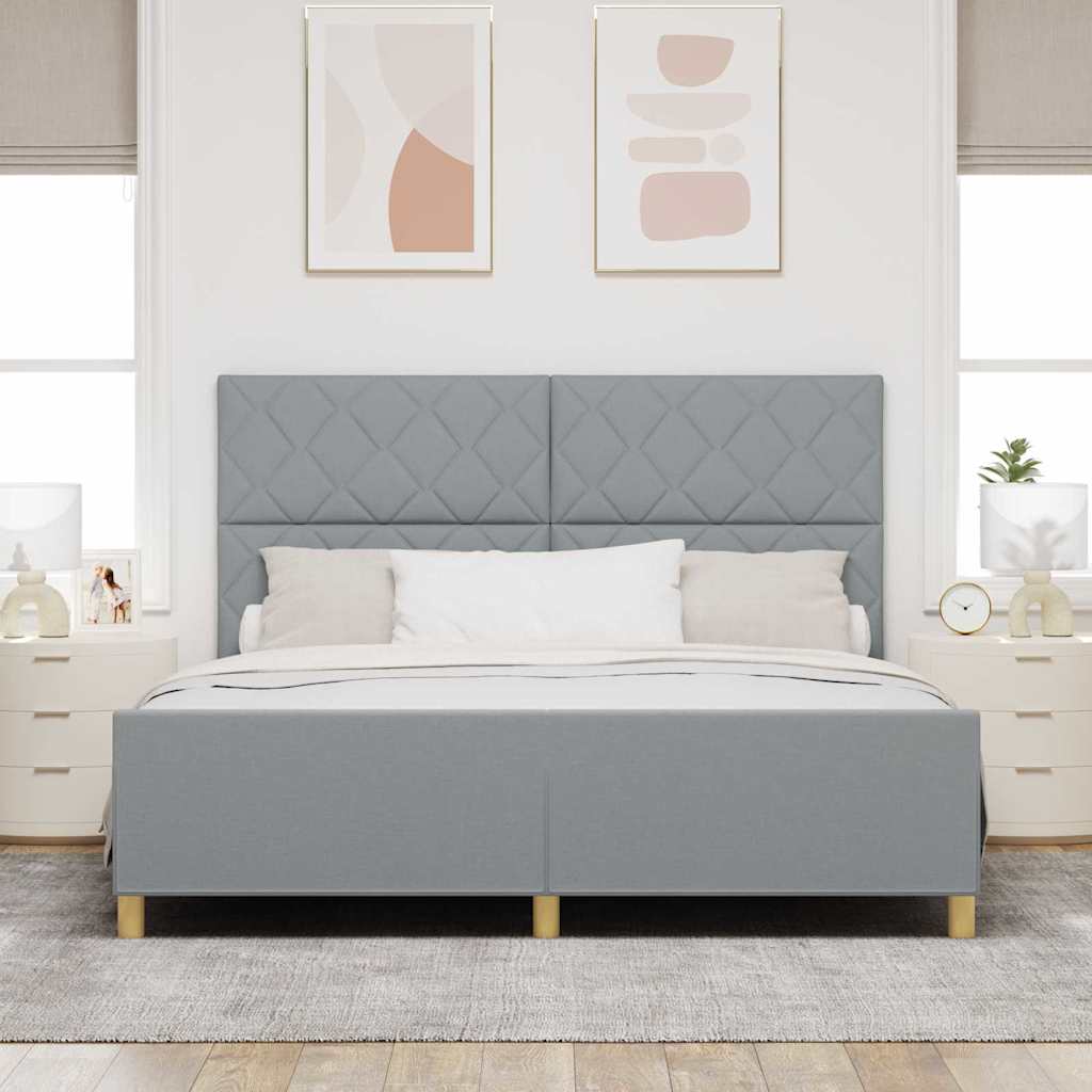 Sengestel med hovedgærde Lysegrå 180 x 200 cm Stof