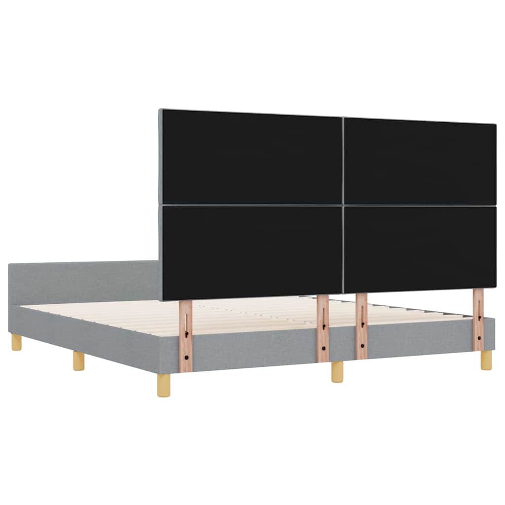 Sengestel med hovedgærde Lysegrå 180 x 200 cm Stof