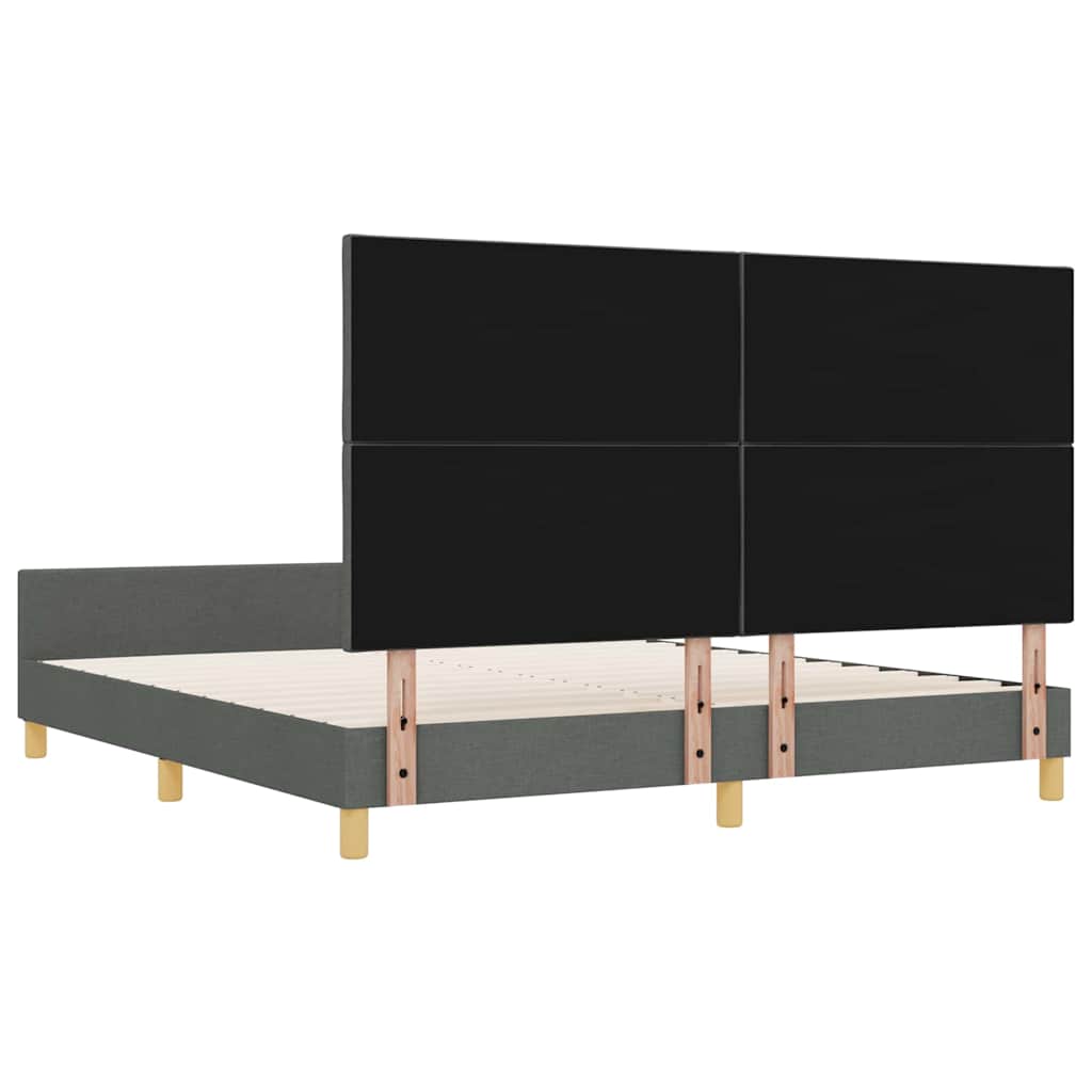 Sengestel med hovedgærde Mørkegrå 180 x 200 cm Stof