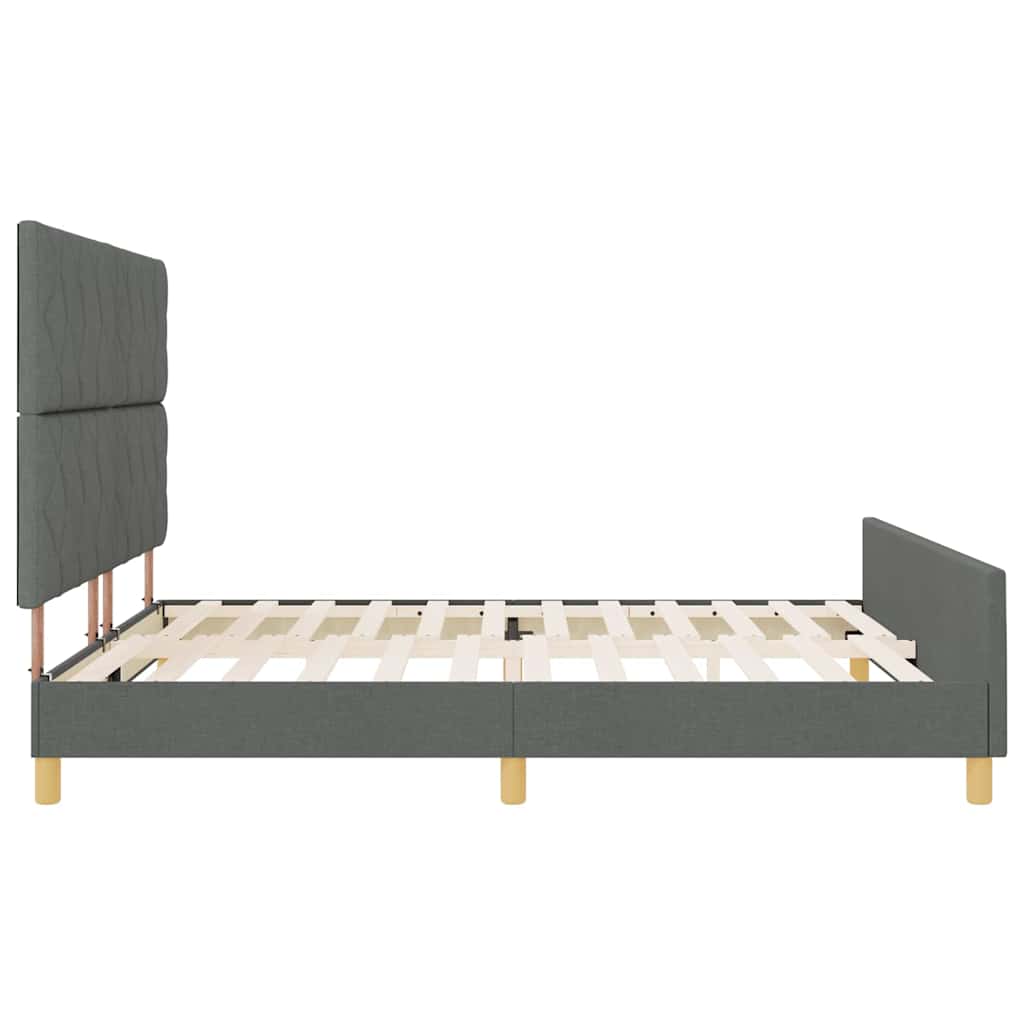 Sengestel med hovedgærde Mørkegrå 180 x 200 cm Stof