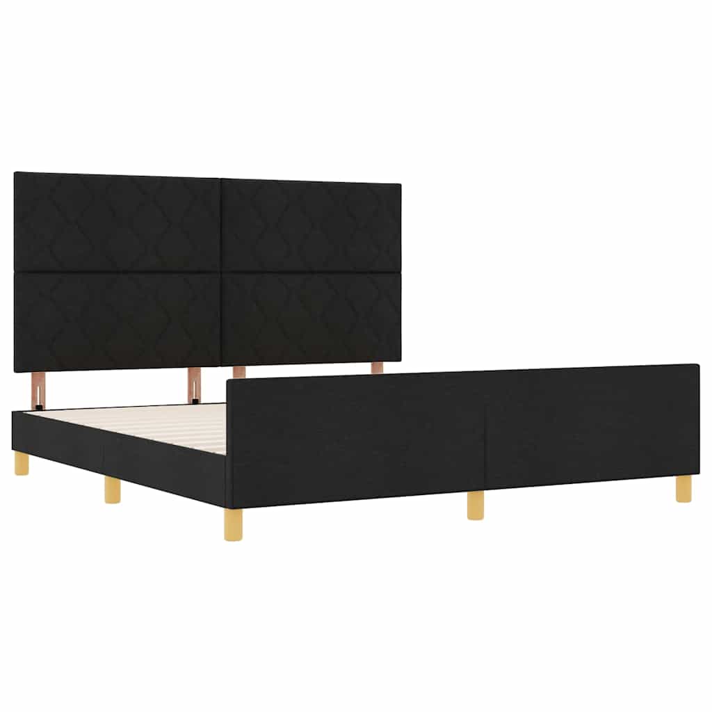 Sengestel med hovedgærde Sort 180 x 200 cm Stof