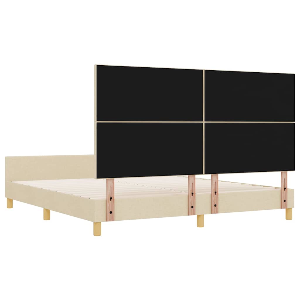Sengestel med hovedgærde Creme 180 x 200 cm Stof