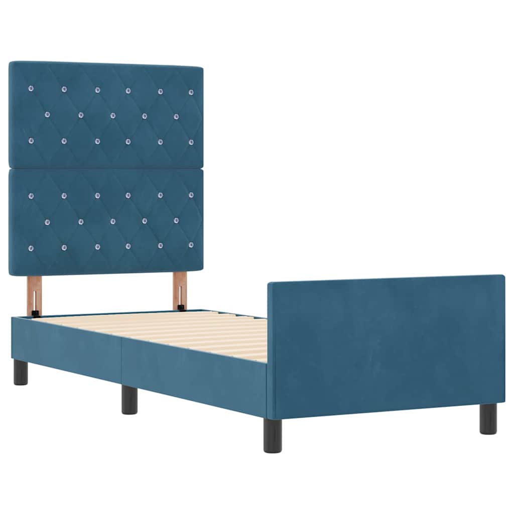 Box spring seng med hovedgærde Mørk blå 80 x 200 cm Fløjl