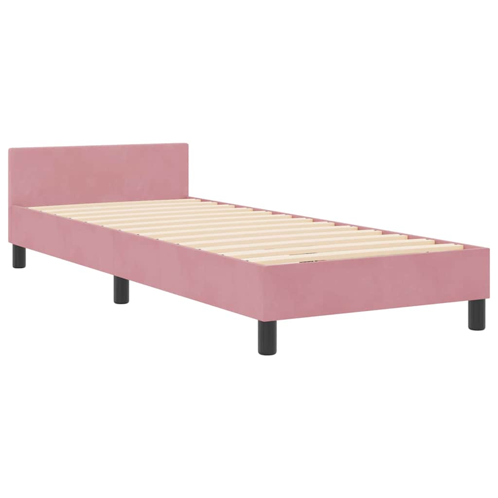 Box spring seng med hovedgærde Lyserød 80 x 200 cm Fløjl