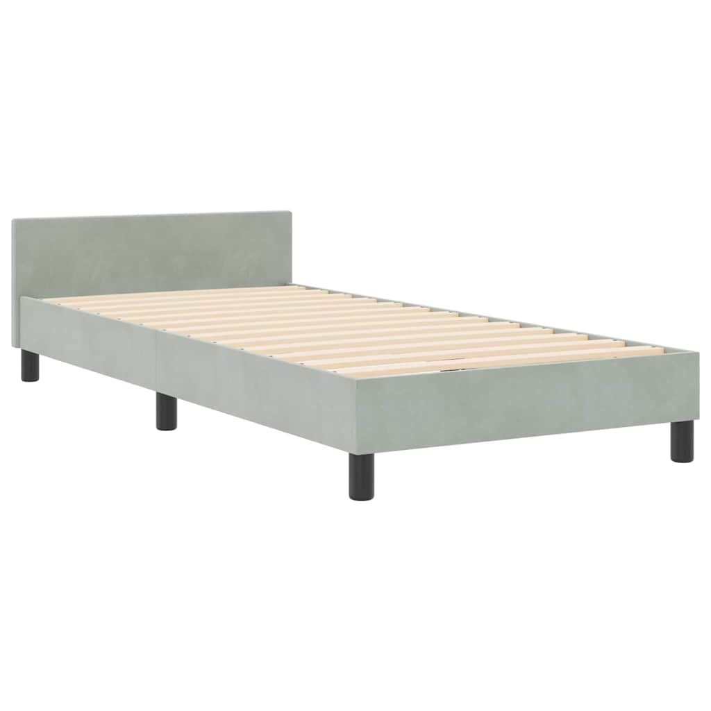 Box spring seng med hovedgærde Lysegrå 90 x 190 cm Fløjl